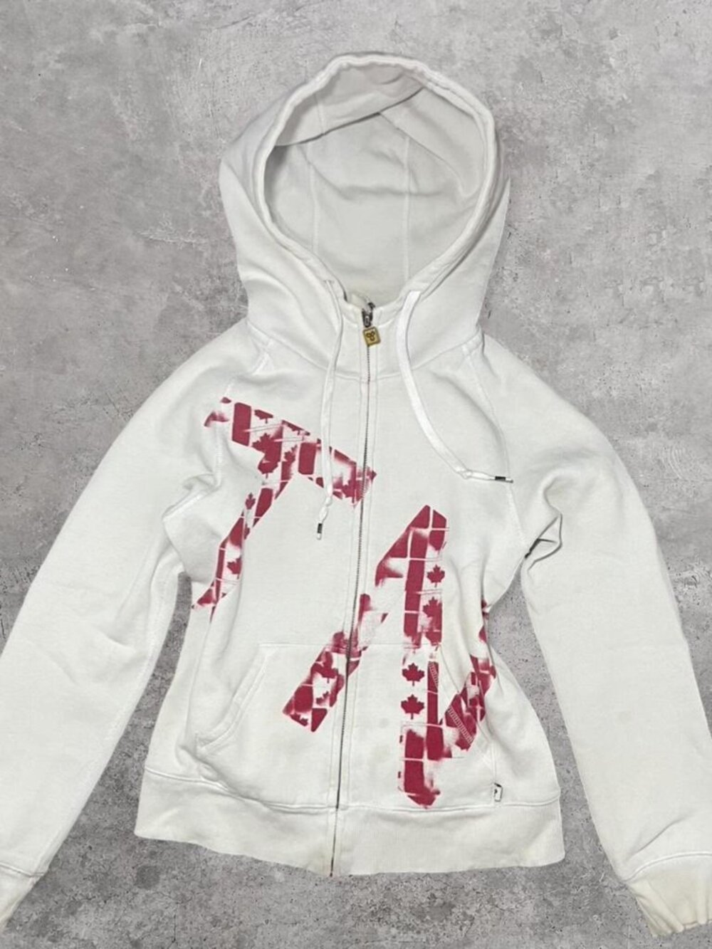 White TNA Hoodie Graphic Zip Up